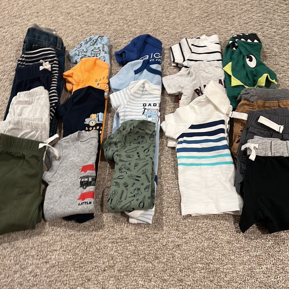 Baby boys summer bundle (21 items), size 3 months